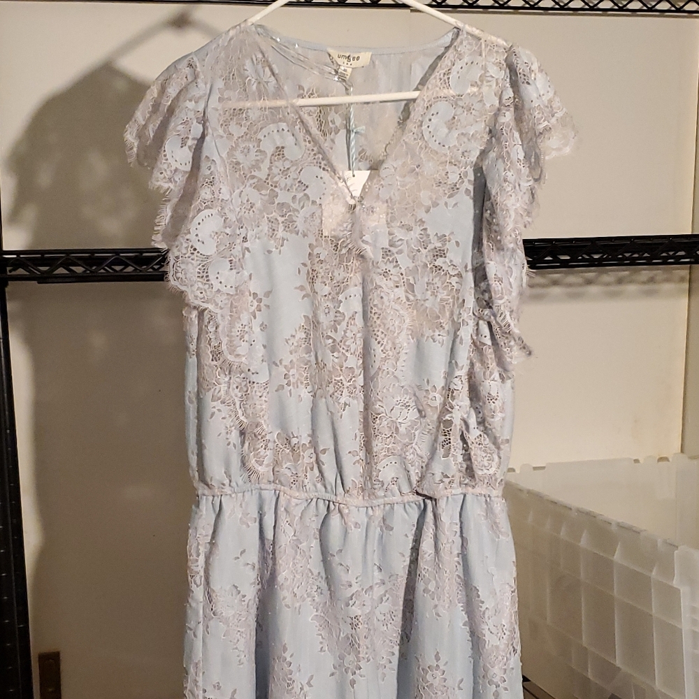 Umgee Lav & Pink Jumper Lace & Ruffles Elastic At Waist NWT Attached Shorts MED